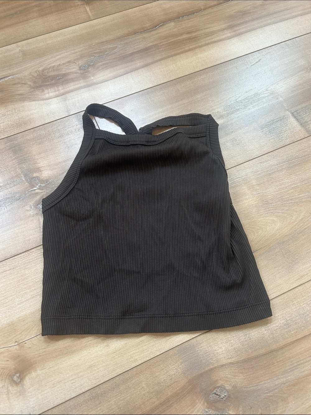 Lorna Jane Chocolate Brown Ribbed Tank Crop